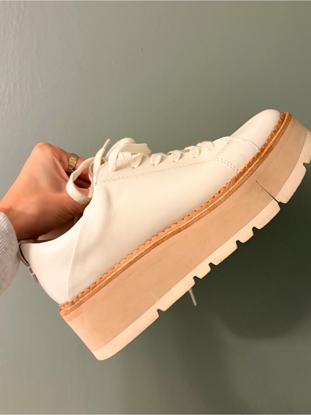 Dolce vita White Platform Leather Sneaker - Clean Minimal Style
